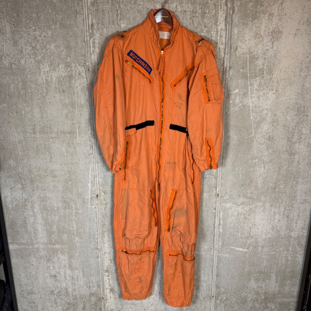 Vintage 1961 usaf Military Orange Flight Suit Coveralls Flying Summer 40S